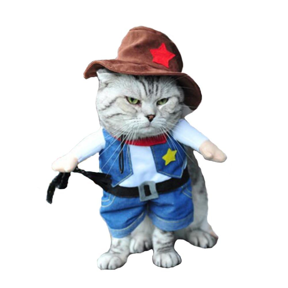 Hotumn Costume da cowboy con cappello, vestiti per cani, costumi di Halloween per gatti e cani di piccola taglia (S)