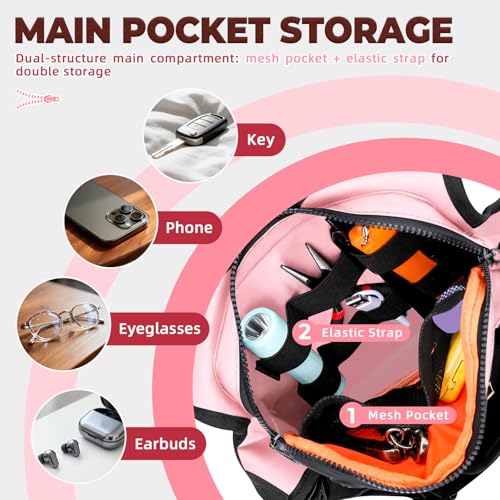Image of Muserise Sports Chest Bag For Men Women, Water Resistant Lightweight Front Chest Pack, Running Vest Bag With Built-In Phone Holder & Extra Storage For Workouts, Running, Cycling (Pink)