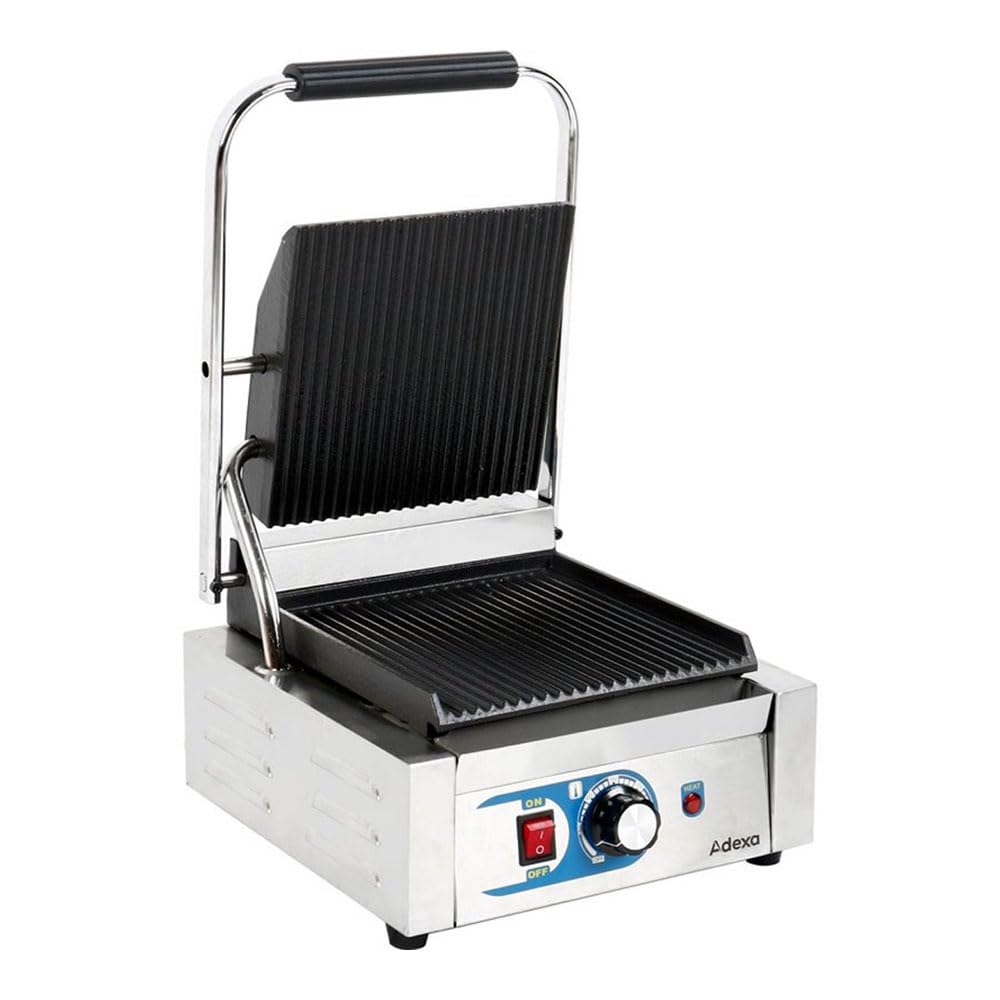 Stalwart DA-MLP811 Heavy Duty Panini Contact Grill Single Ribbed Top and Bottom