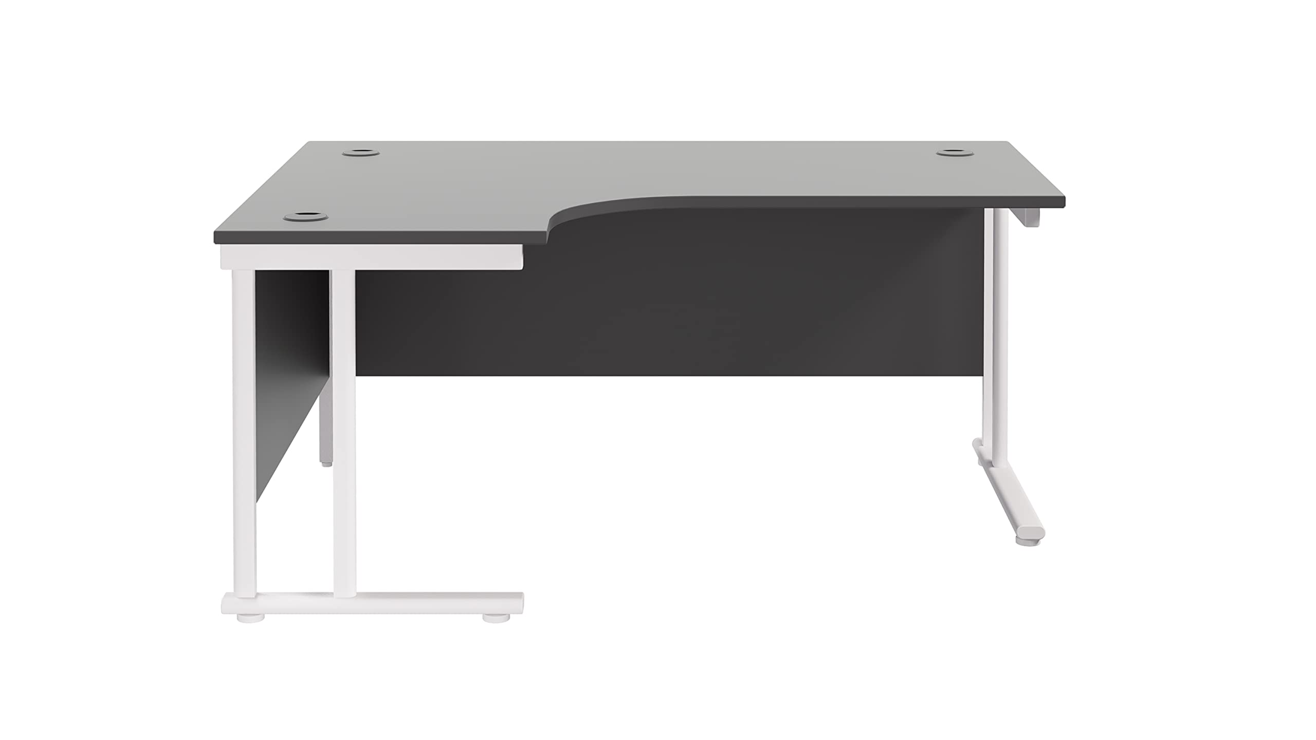 Office Hippo - L Shaped Office Desk 160 x 120cm. Large Corner Computer Desk For Home Office With Integrated Cable Ports, Ideal For Work, Study, Gaming And Hobby Workstation (Black/White)
