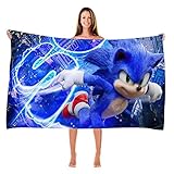 InThink Sonic The Hedgehog 3D Print Bath Towel for Kids Pool Towel Children's Bath Sheets Ultra Soft