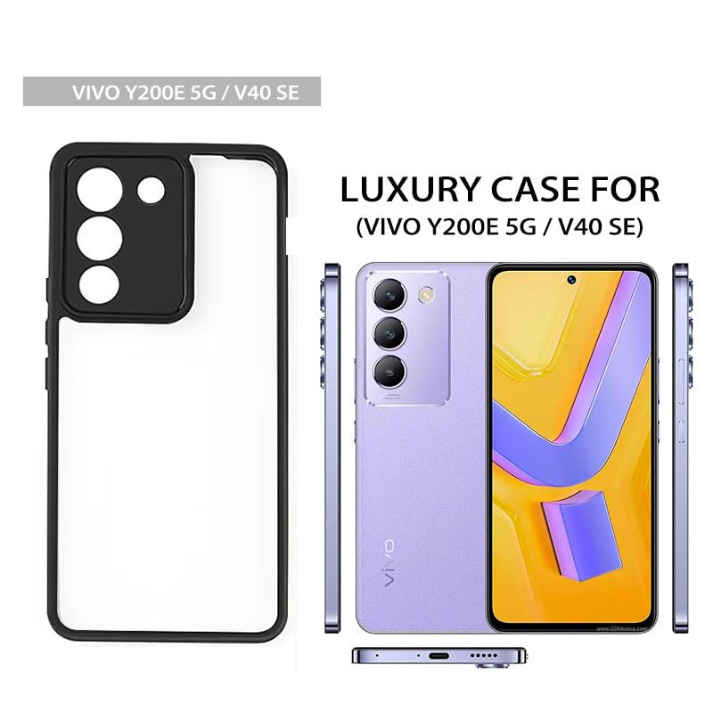 Image of REALCASE Back Cover Case for Vivo T3 5G / Vivo Y200e 5G | Slim Fit Hard PC Back & Soft TPU Bumper | Protective Shockproof Scratch Resistant Case for Vivo T3 5G / Vivo Y200e 5G (Black+Clear)