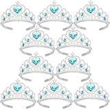 Tiaras and Crowns for Little Girls Toys Silver Plating Plastic Tiaras Sky Blue(10 Pack)