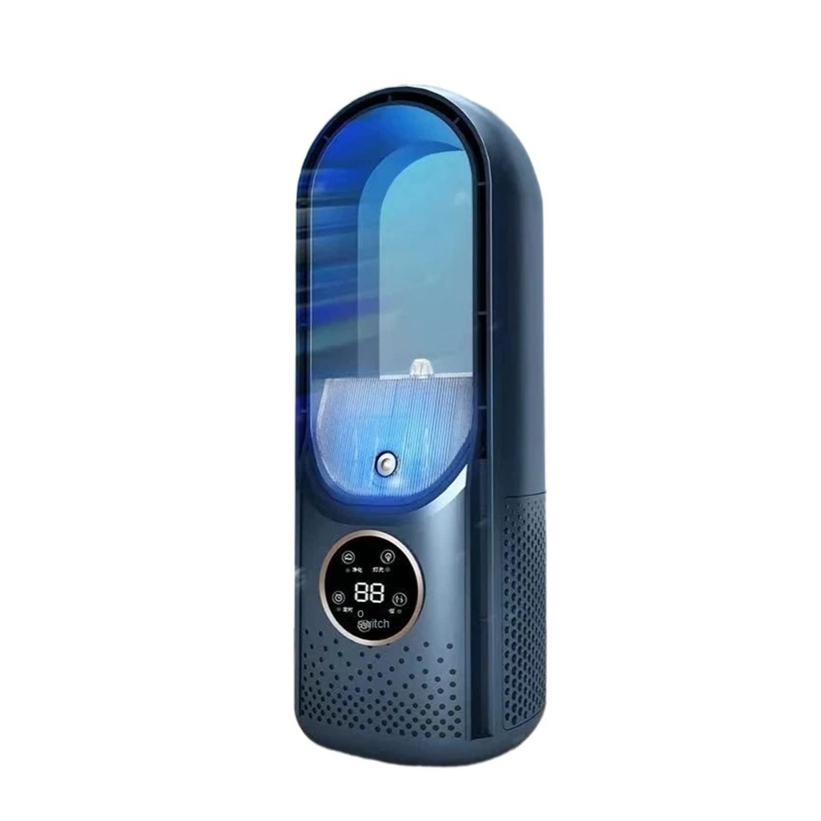 Cczrd Blue Portable Air Cooler Blade Electric Fan 6-Speed Silent Timer Conditioning Cooling Humidifier Airflow Comfort Refreshing Breeze(Blue)