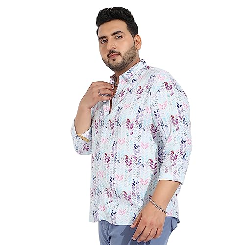 Image of Instafab Plus Men's Button Up Shirt for Casual Wear | Plus-Size Fit | Spread Collar | Button Closure | Regular Sleeve | Cotton Shirts Crafted with Comfort Fit for Everyday Wear