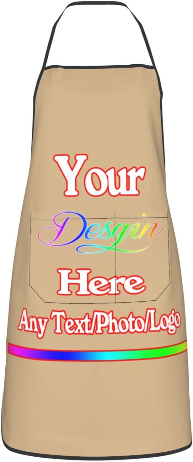Personalized Desgin Apron for Women Men with Pockets, Custom Kitchen Chef Cooking Apron Design Text Logo Name