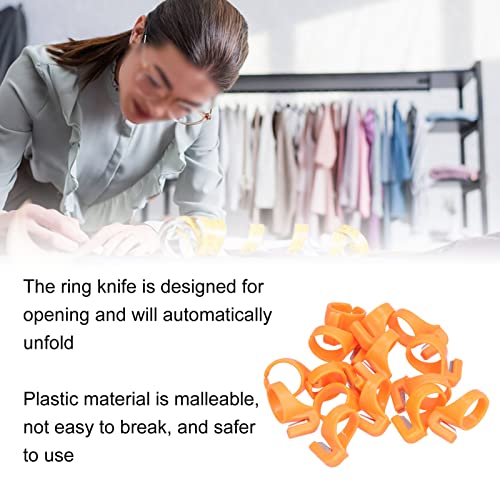 Plastic Thimble Ring with Thread Cutter, 15Pcs Adjustable Sewing Finger Protector for Quilting Knitting, Yarn and Fishing Line Cutting - Image 2