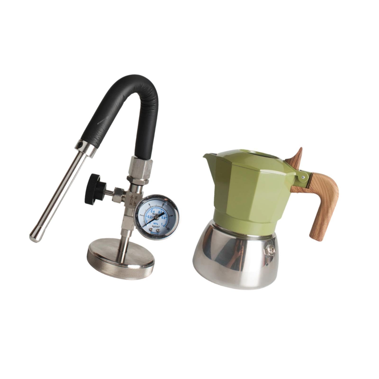 Generic Pot Caffettiera Espresso Acciaio Inox Doppia Valvola Manico Antiscivolo Adatta a Cucina Casa Campeggio Regalo, Verde