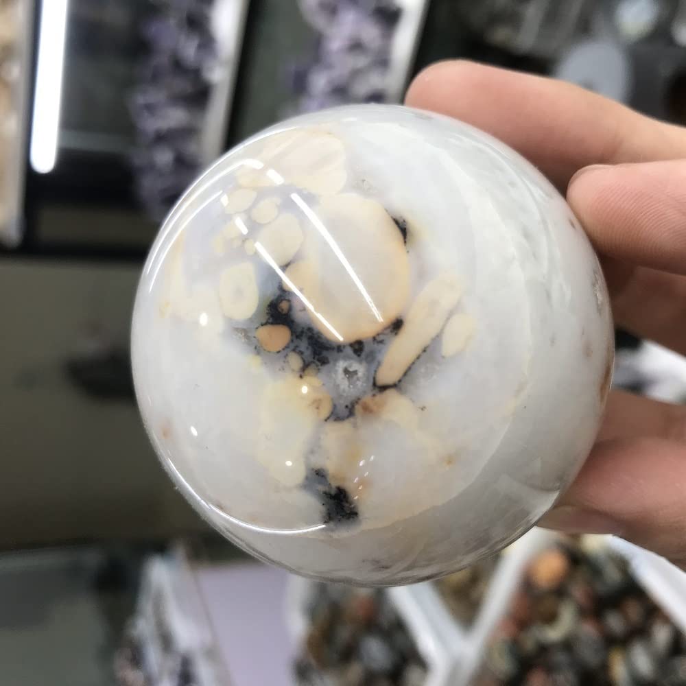 Medytacja dom Naturalna kryształowa kula kwarcowa kula oceaniczna, kamień dom zdobione kamienie kula (rozmiar: 350-450 g)