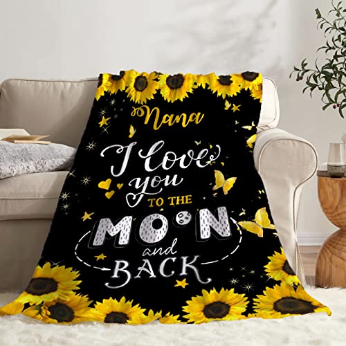Mama I Love You to The Moon and Back Mom Gift Throw Blanket Flannel Air Conditioning Quilt Best Mom Gifts Lightweight Cozy Blanket for Mothers Day Sofa Bedroom M 60