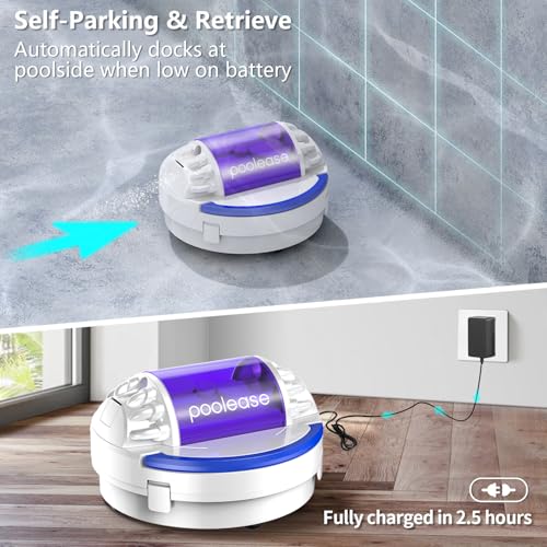 Image of X1 Cordless Pool Cleaner Robot, Robotic Pool Vacuum for Above /In Ground Pool, 45W Dual-Motor, Self-Parking, Enhanced with 2L Debris Capacity (White and Purple)