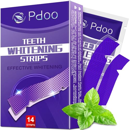 Purple Teeth Whitening Strips 7 Treatments - Enamel-Safe & No-Sensitivity & No-Slip Whitening Strips - Fast Teeth Whitening Result in 7 Days - Whitening Kit for Coffee Wine Stains Removal Mint