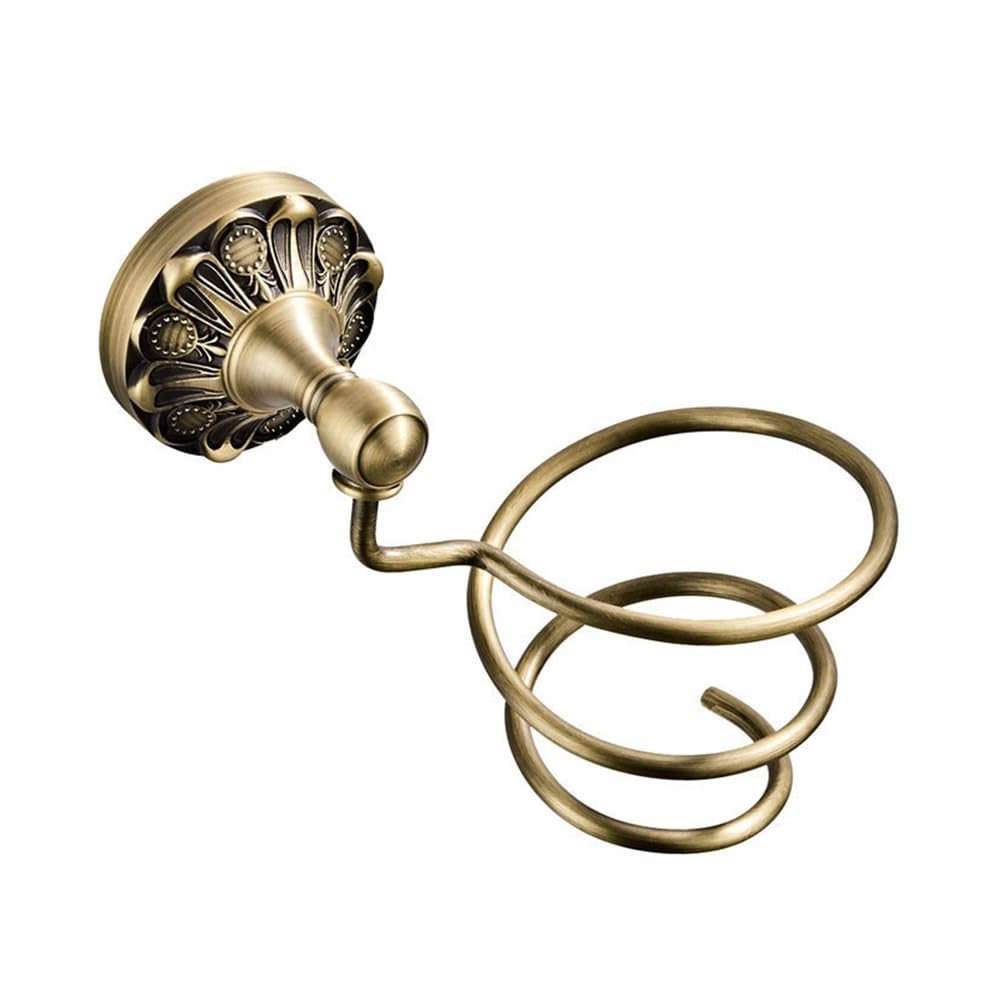 Haoxueli Hair Dray Holder For Retro Decoration Users Antique Brass Wall Mounted Bathroom Hardware Set Towel Rack Tissue Holder Hook And Cup For Neat Toiletries Storage(Hair Dray Holder)