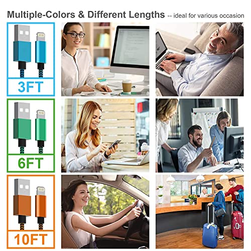 Nyoezu CAI-NY Apple Mfi Certified Iphone Charger 6Pack - 3/3/6/6/10/10 Ft Lightning Cable Nylon Braided Usb To Fast Charging Sync Cord Compatible Iphone 14/13/12/11 Pro Max/Xs/Xr/X/8/7/6 /Ipad thumb #5
