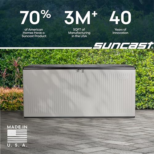 Suncast XL Deck Box, 160 Gal, Resin Reeded, Lockable, Iron Ore, French Gray - image 7