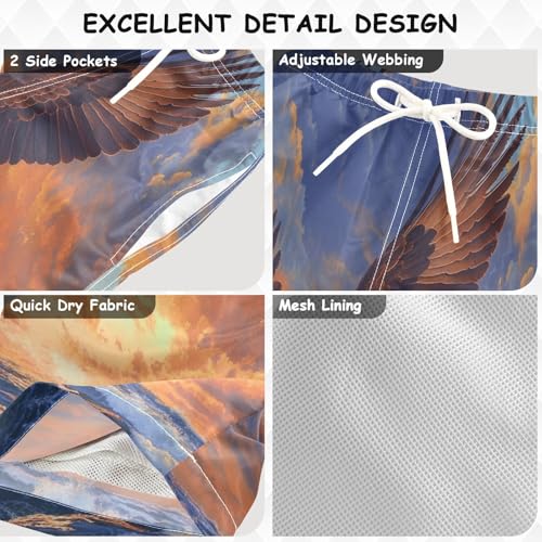 DOMIKING Ocean Hawk Orange Boys' Pull On Swim Trunks Quick Dry Boardshorts with Mesh Lining for Kid Boy Toddler M3