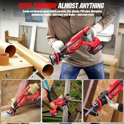 Brushless Cordless Reciprocating Saw – 3300 SPM, Dual 21V 4.0Ah Batteries & Fast Charger, 8-Piece Bi-Metal/Wood Blade Kit, Low-Noise Lightweight for Wood, Metal, PVC & Pruning (Carry Case Set) - image 6