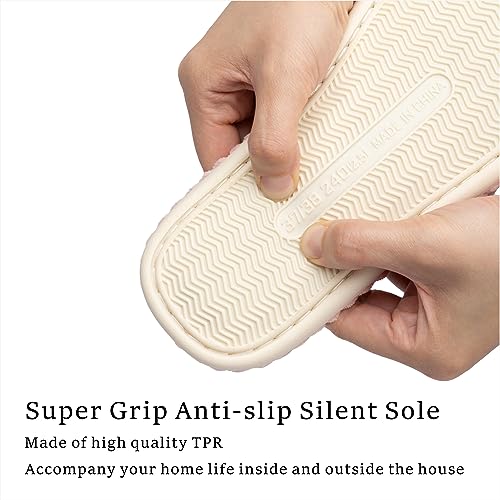 Image of Chantomoo Slippers for Women Memory Foam House Womens Slipper Slides Home Bedroom Bathroom Spa Open Toe Corduroy Bow Slippers Cozy Comfortable
