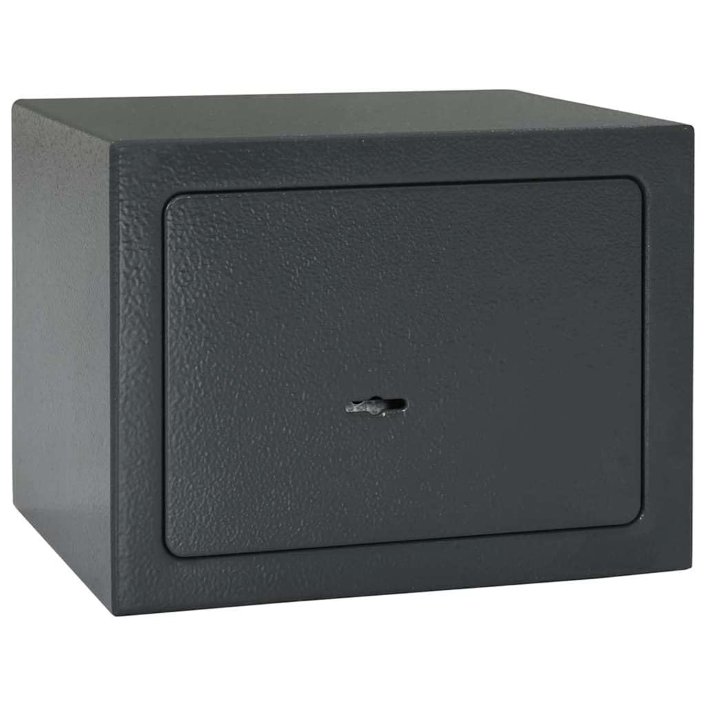 Cassetta di sicurezza in acciaio con lucchetto, grigio scuro, 23 x 17 x 17 cm, opaca, set di lucchetti meccanici a combinazione con chiave, per ufficio, casa, documenti, oggetti di valore, 1