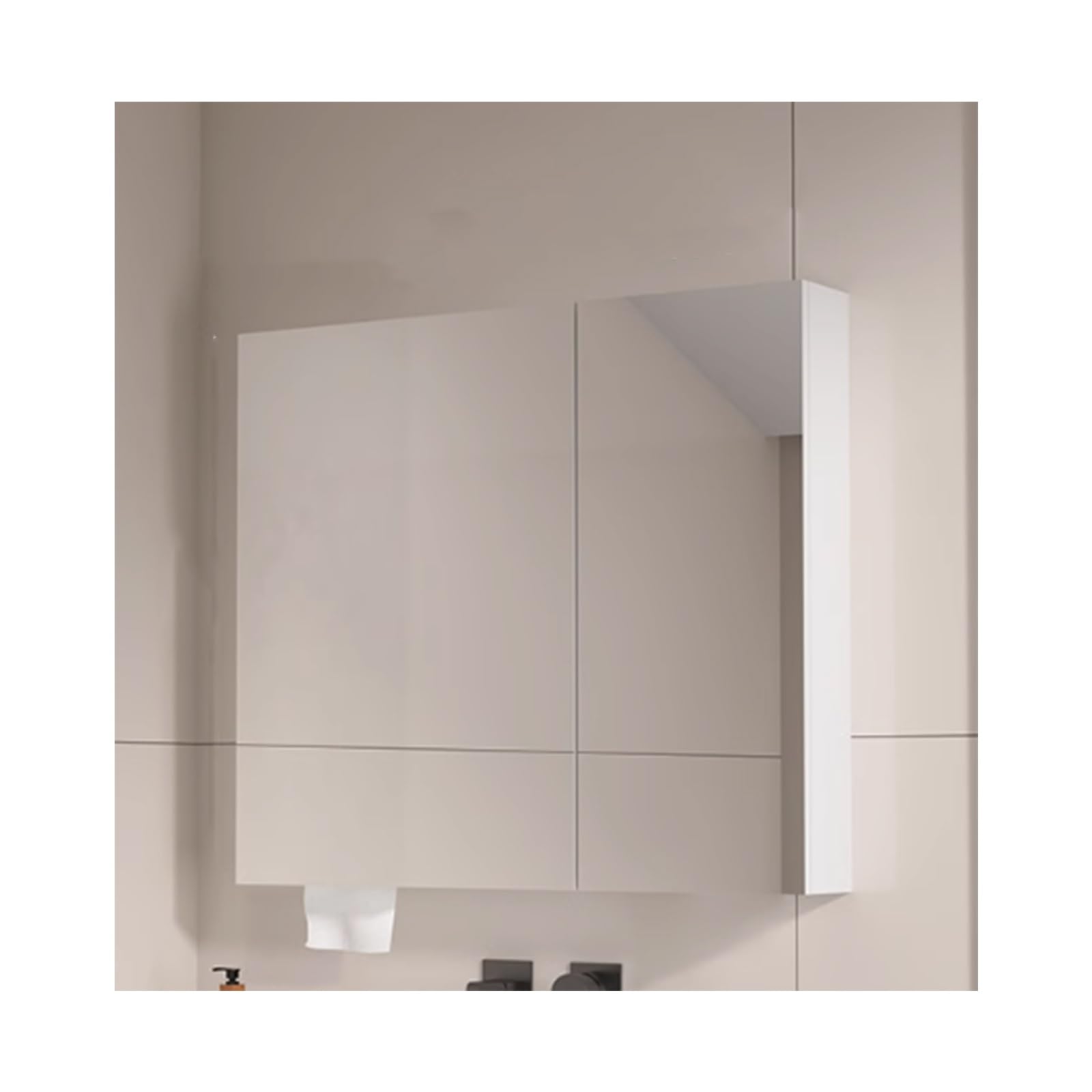 FGXHHS Wall Mounted Cabinet - 80cm/31.5in White Storage Cupboard with Adjustable Shelves & Mirrored Doors, Stylish Open for nized Space