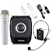 Winbridge S92 25 Watts Mini Portable Rechargeable Voice Amplifier Pa System Speaker with Two Microphones UHF Compact Handheld and Wireless Headset Mic for Karaoke, Teachers, Tour Guides, Trainers