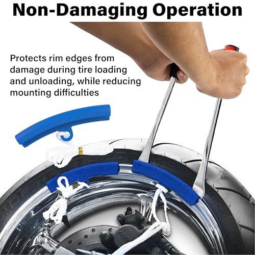 Image of 12.2 Inch Tire Spoons, Dirt Bike Tire Changing Tools, Tire Changing Kit, Tire Removal Tool, with Rim Protector, Valve Tool, Valve Cores and Caps, for Motorcycle /Lawn Mower /Tractor /Bicycle (Blue)