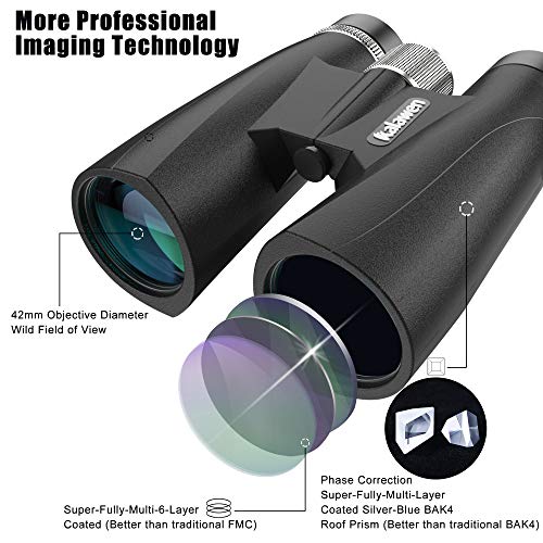Kalawen Fernglas Kompakt Wasserdicht Feldstecher 10x42 Hochleistungs Vergrößerung Klare Sichtbereich Ferngläser für Erwachsene für Reisen Vogelbeobachtung Konzerte – Bild 3