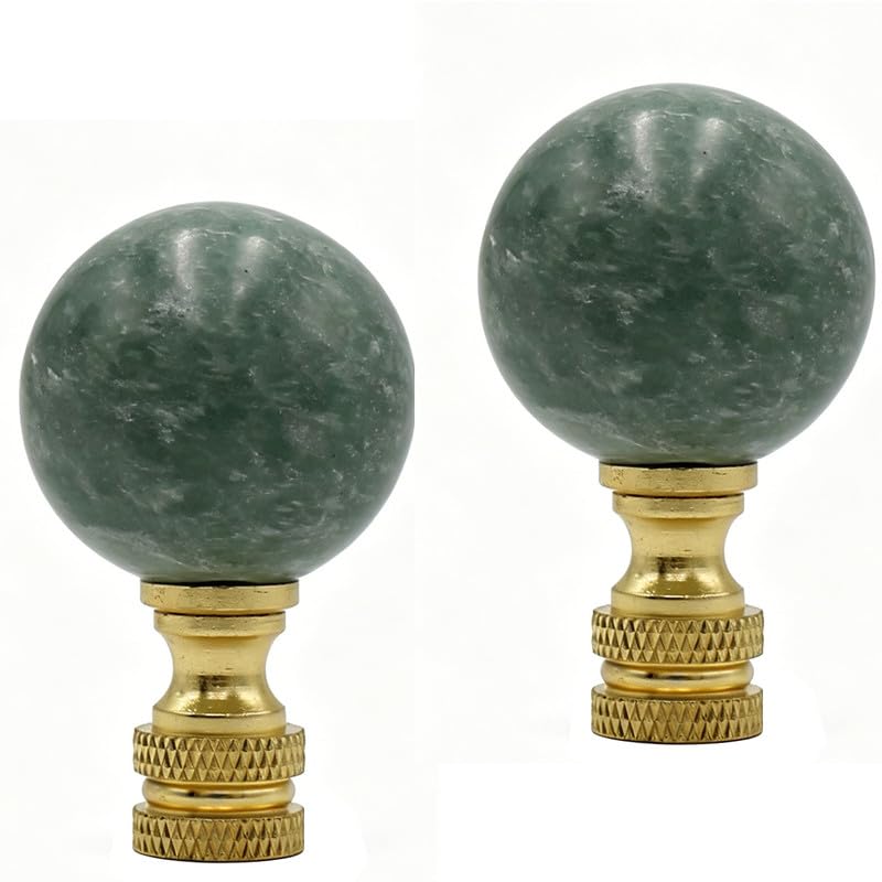 Image of 2 Pack Lamp Finials Green Jade Crystal Ball, Lamp Finials Decorative for Table Lamps, Floor Lamps, Lamp knob Replacement