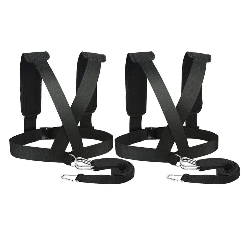BESPORTBLE 2Pcs Sled Harness Weight-Bearing Shoulder Straps Workout Resistance Speed Training Trainer Physical Belt for Resistance Training (Black)