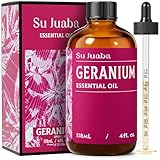 SU JUABA Geranium Essential Oil 4 Oz, 100% Pure & Natural Aromatherapy Oil for Diffuser, Skin Care, Hair & Massage - 118ML