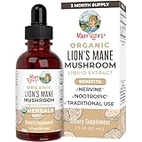 MaryRuth Organics Lions Mane Mushroom Supplement, Up to 2 Month Supply, Nootropic USDA Organic Lions Mane Extract, Nervine Herbal Drops, Brain Health, Non-GMO, Vegan, Alcohol Free Tincture, 1 Fl Oz