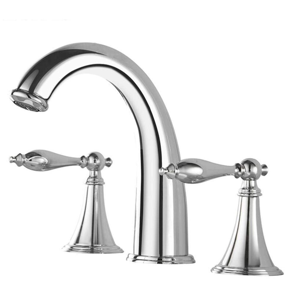 Robinet de lavabo en laiton chromé chic pour vasque 3 trous