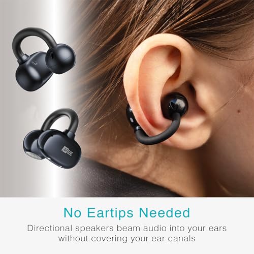 Image of MEE audio Pebbles Air Open Ear True Wireless Earbuds - Bluetooth 5.3 Lightweight Earclip Headphones with Headset Microphone & Call Noise Reduction for Gym /Workouts /Sports and Gaming (Onyx /Black)