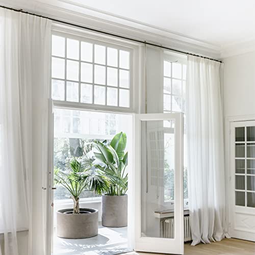 Time Forest 2 Pack Heavy Duty Curtain Rods For Windows 66 To 120 Inch, 1 Inch Black Curtain Rods For Bedroom, Living Room, Patio, Kitchen, Farmhouse, Adjustable Easy Install Curtain Rods (2 Pack Black,66-120) #TOP4