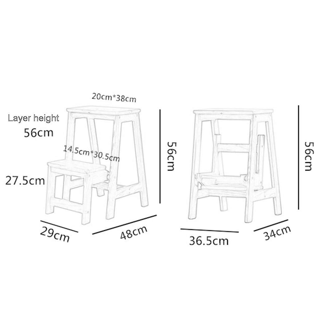 Reposapiés Plegable Escalón Plegable Patada retráctil Taburete Escalonado Plegable Escalera Silla Estante Escalera de Madera de 2 peldaños Antideslizante Multifunción Cocina Dormit