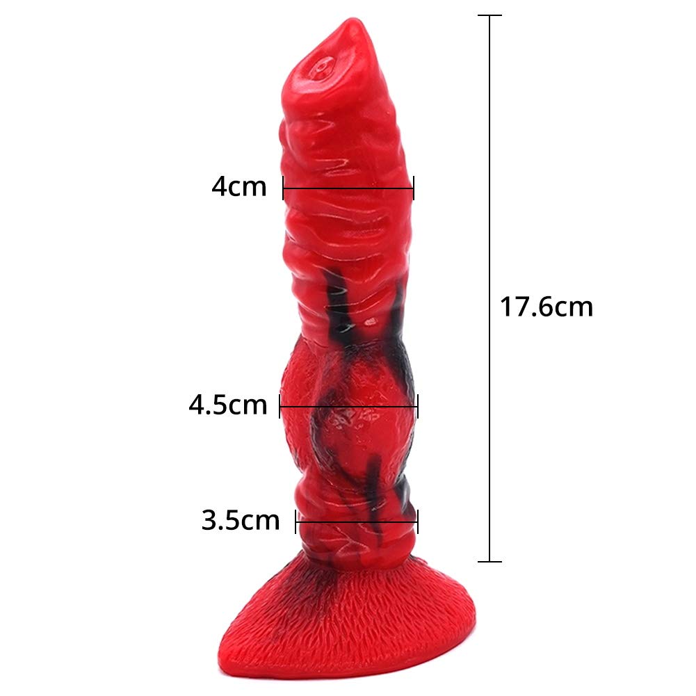 Dildo realistico, Dildo animale in silicone liquido da 17,6 cm Dildo per cani Dildo classico con forte ventosa e nodo spesso, plug anale del pene flessibile Dildo anale per donne coppie uomini Roluck