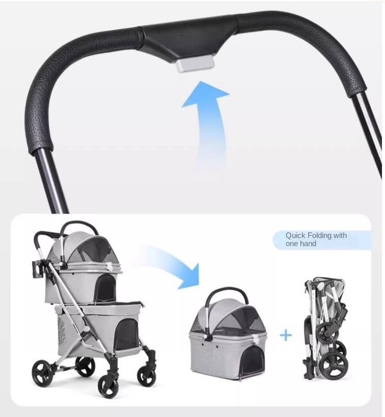 AMONIDA Dubbellaagse Kinderwagen voor Huisdieren