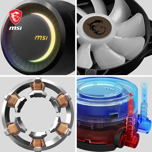 Image of MSI MAG CORELIQUID E240 AIO CPU Liquid Cooler - Enlarged Copper Cold Plate, ARGB Blockhead & FDB Fans, Dual-Chamber Water Block, Split-Flow Radiator, Mystic Light Supported - AMD & Intel Compatible