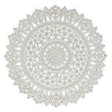 Deco 79 Wood Floral Handmade Home Wall Decor Intricately Carved Mandala Wall Sculpture, Wall Art 35' x 2' x 35', White