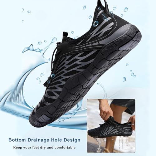 Hike Barefoot Shoes for Women Men with Wide Toe Box, Healthy & Non-Slip Breathable Barefoot Water Shoes Beach Pool Aqua Swim Surf Hiking Walking Shoes4