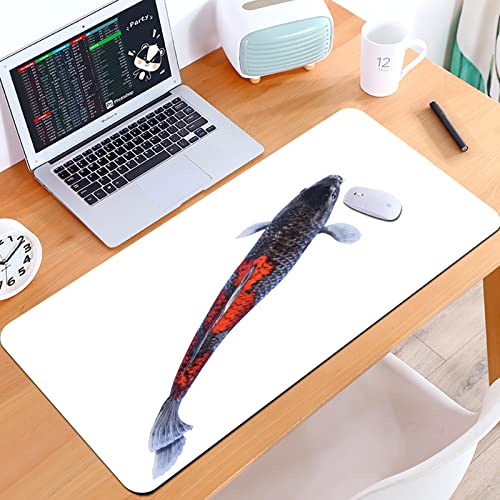 SHIVNAMI Alfombrilla Raton Grande Gaming Mouse Pad,Japón Koi Naturaleza Peces Animales Nadar Vida Silvestre Color Chino Acuático C,Lavable, Antideslizante Diseñada para Gamers, Trabajo de Oficina
