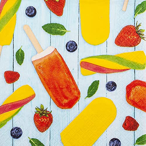 20 Servietten Leckeres Eis am Stiel | Fr?chte | Sommer | Tischdeko | Decoupage | Serviettentechnik 33x33cm