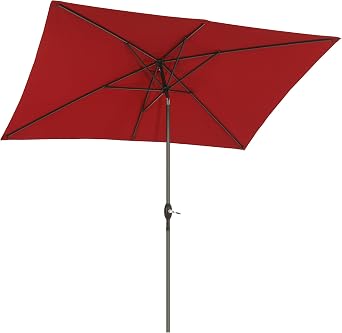Green4ever 6.5 x 10 Ft Outdoor Rectangular Patio Umbrella Aluminum Pole, Outdoor Market Umbrella with Crank for Table, 210g Polyester Canopy for Backyard, Poolside, Lawn and Garden