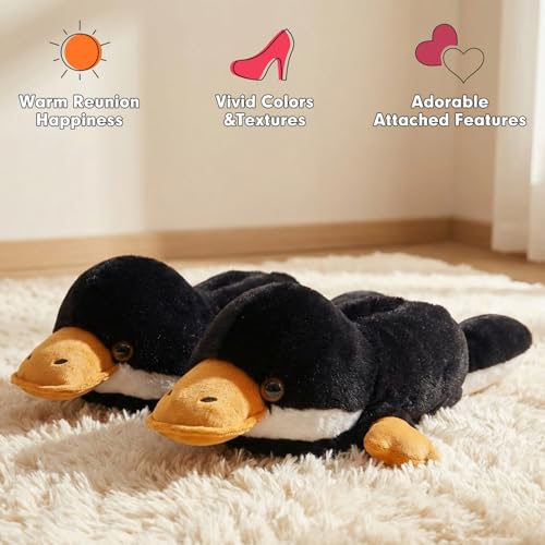 Image of ARELUX Animal Slippers Cotton Adult Unisex, Cute Novelty Raccoon Fox Red Panda Plush House Shoes with Non-Slip Sole, Warm Fuzzy Lining for Indoor Outdoor Cosplay Party Gift