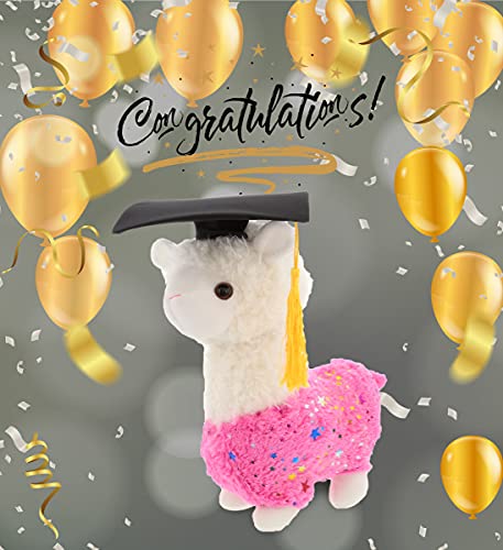 Dollibu Sparkle Llama Graduation Plush Toy - Soft Graduation Stuffed Animal Dress Up With Gown & Cap With Tassel Outfit - Gift With Personalization - 11.5" Inches #TOP5