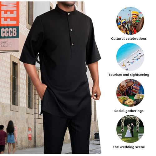 African Suit for Men Short Sleeve Shirt Pants 2 Piece Set Outfits Dashiki Nigerian Wedding Clothing2