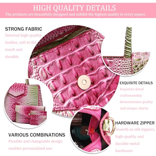 Image of Makcr Joacbv Women Embossed Pattern Satchel Handbags Wallet 3 pcs Set Crossbody Tote Top Handle Vegan Leather Ladies Bag | Embossed Pattern