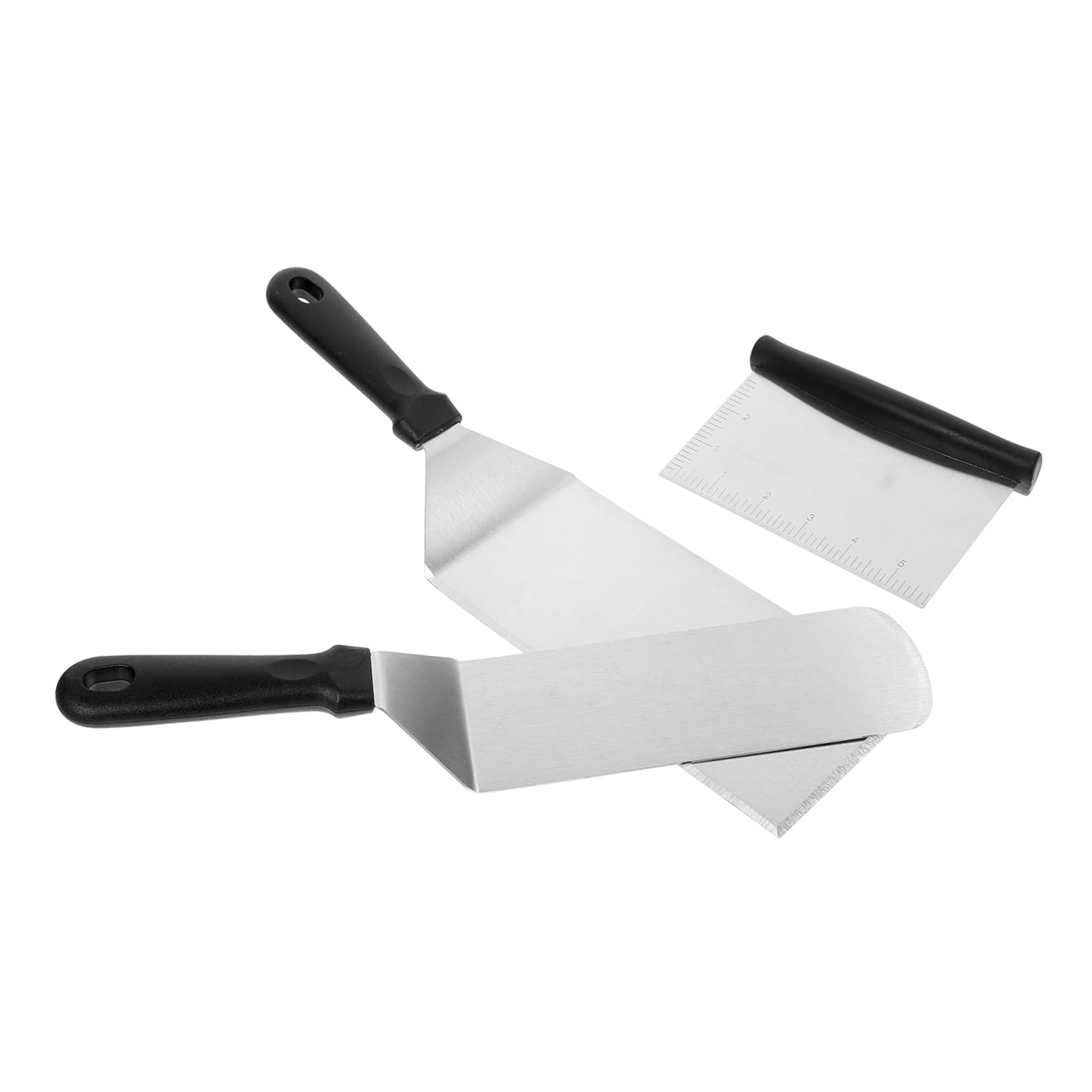 Spatules en Acier Inoxydable 3 Pièces Manches en Plastique Antidérapants, Spatules à Steak et Crêpes, Ustensiles Cuisine pour Maison et Restaurant, Adaptées pour Poêles
