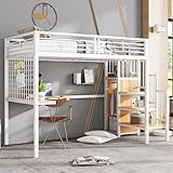 Bureau d’angle intégré – Un coin travail bien pensé sous le lit：Un bureau d'angle est installé sous le cadre du lit. Qu'il s'agisse d'étudier, de travailler ou de lire, il permet d'exploiter pleinement l'espace disponible sans encombrer la pièce