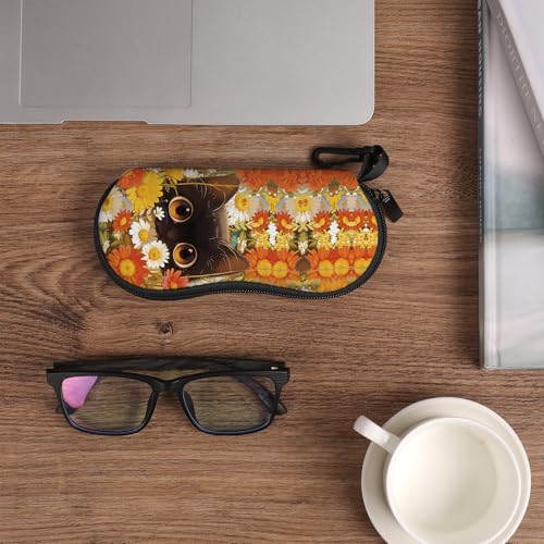 Image of Sunglasses Soft Case, Cute Ultra Light Portable Neoprene Zipper Eyeglass Glasses Case with Belt Clip for Men Women